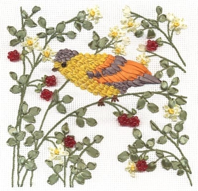 Songbird in a Raspberry Bush Embroidery Kit фото 1