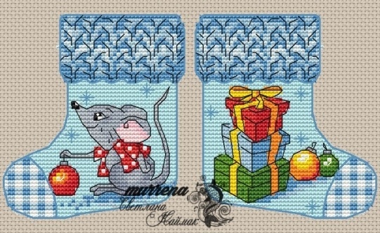 Christmas Stocking. Mouse Cross Stitch Pattern фото 1