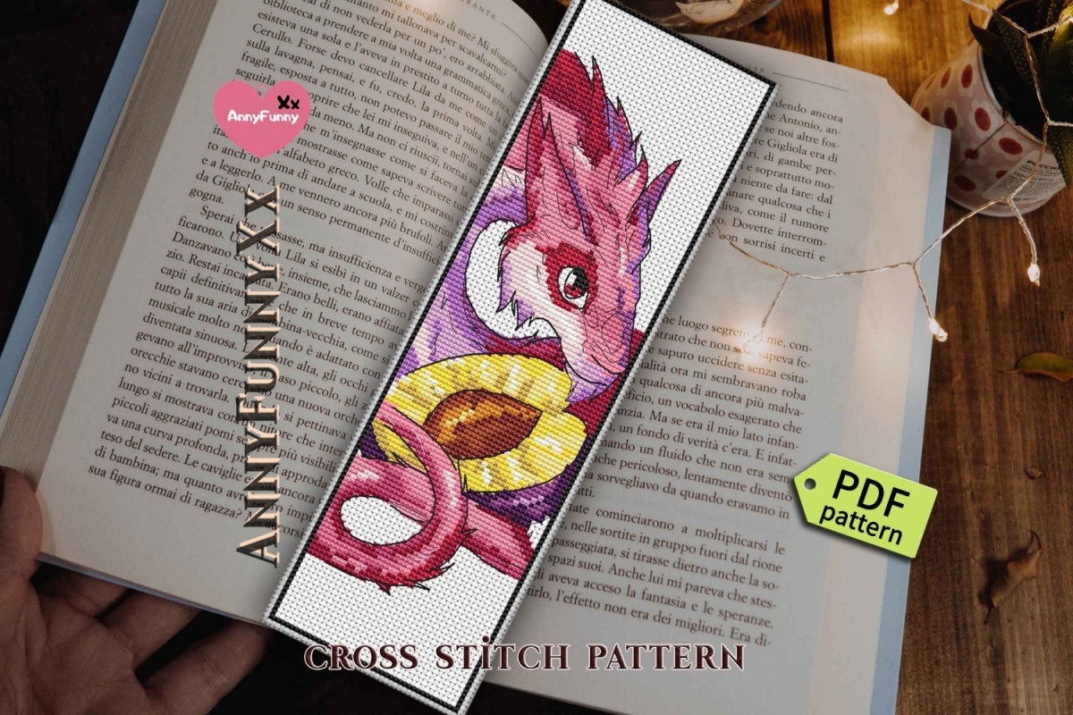 Bookmark Plum Dragon Cross Stitch Pattern фото 6