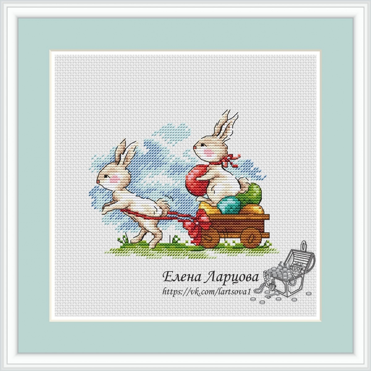 Spring Bunnies. Easter Cross Stitch Pattern фото 1