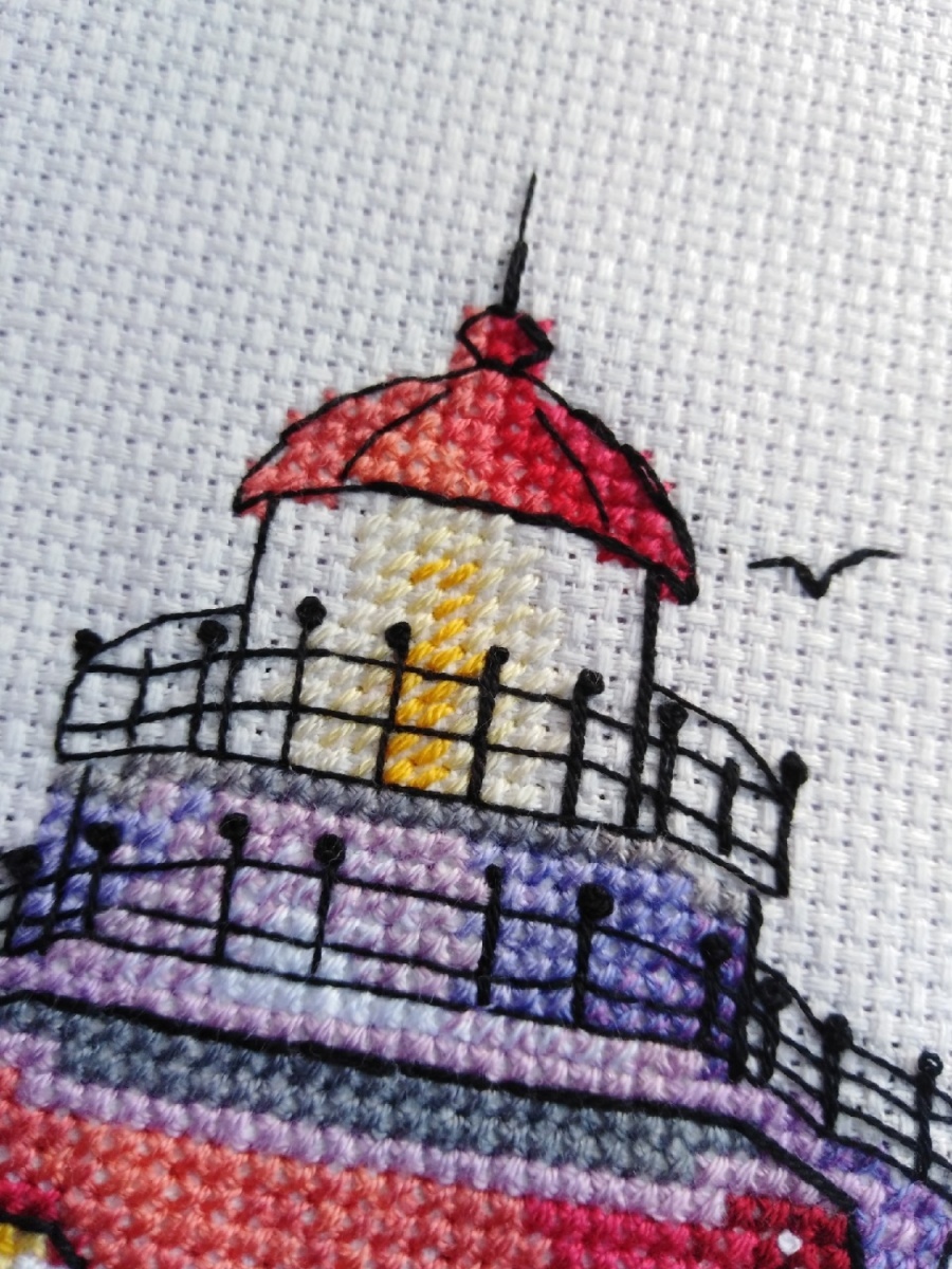 Lighthouse and Pink Tree Cross Stitch Pattern фото 2