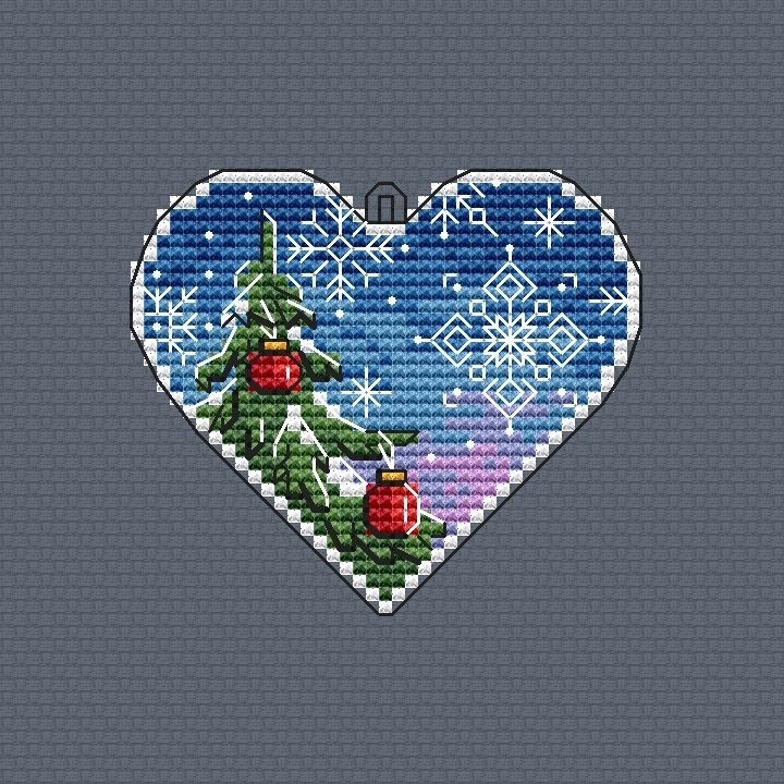 Heart. Christmas Night Cross Stitch Pattern фото 1