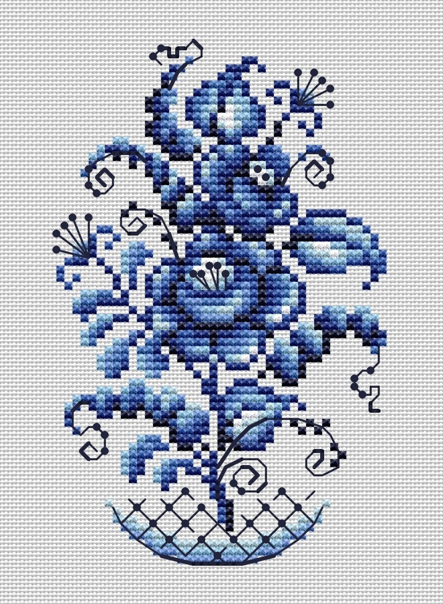 Gzhel 3 Cross Stitch Pattern фото 1