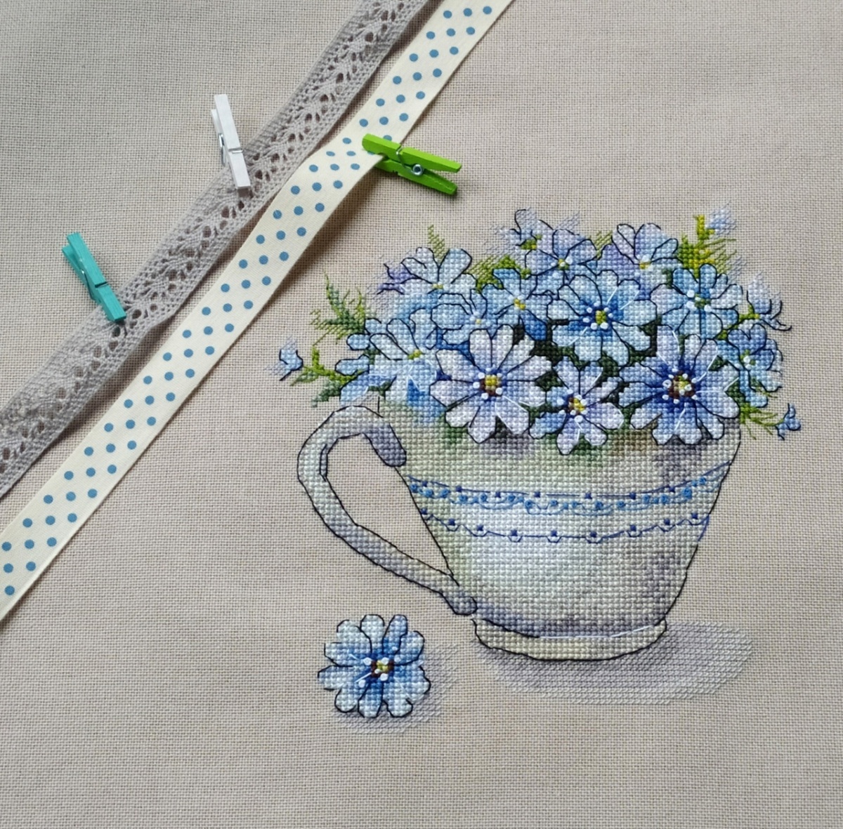 Cup with Flowers Cross Stitch Pattern фото 2
