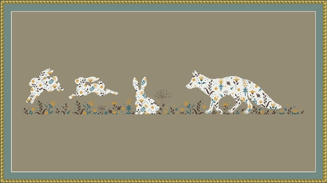 Spring is on the Doorstep. Fox and Rabbits 2 Cross Stitch Pattern фото 1