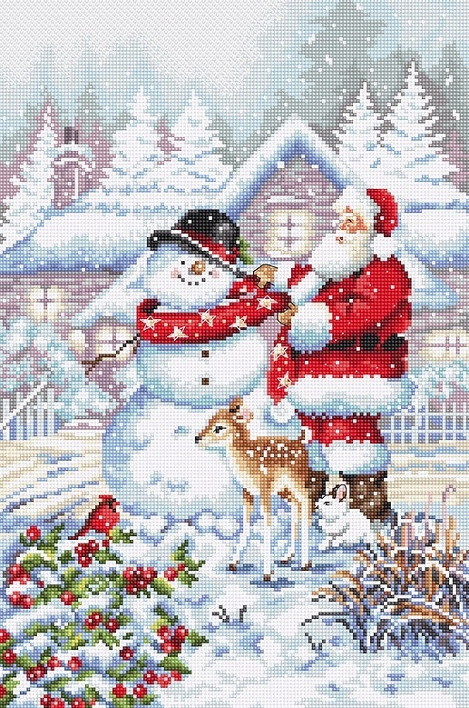 Snowman and Santa Cross Stitch Kit фото 1