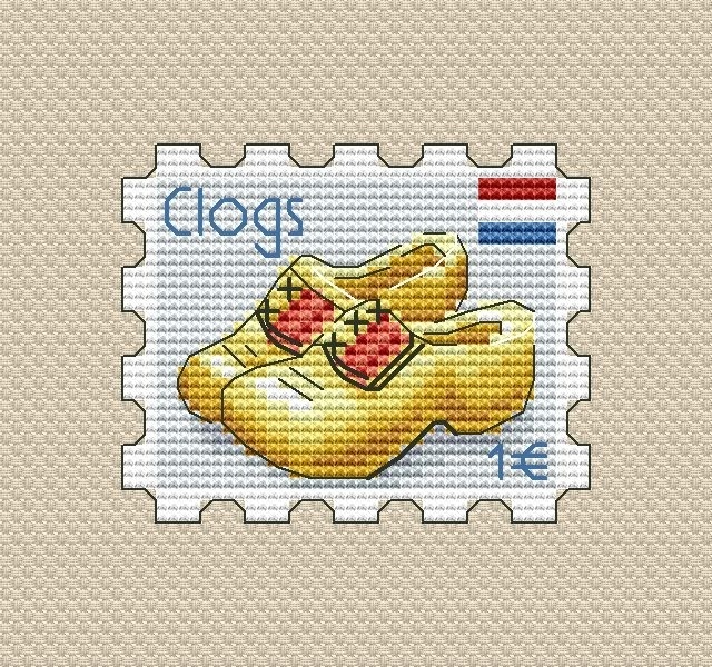 Clogs Postage Stamp Cross Stitch Pattern фото 1