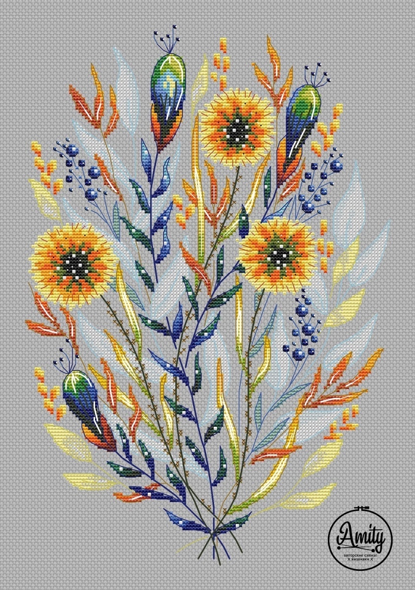 A Sunny Bouquet Cross Stitch Pattern фото 1