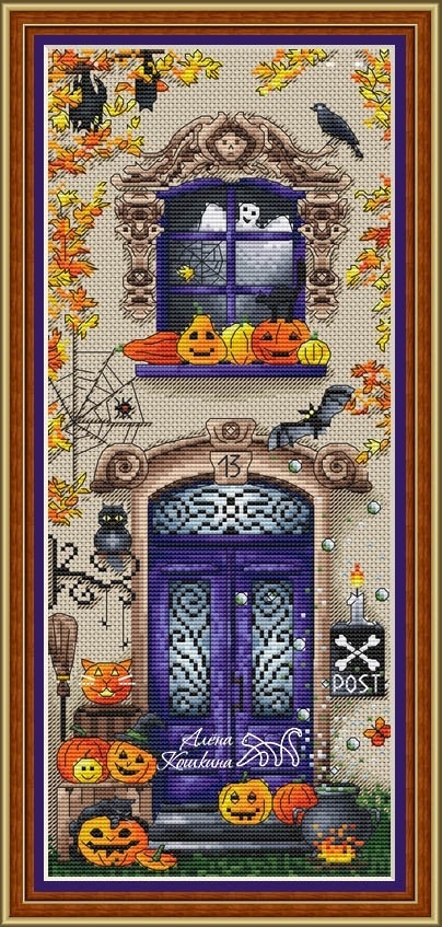 Halloween Balcony Cross Stitch Pattern фото 1