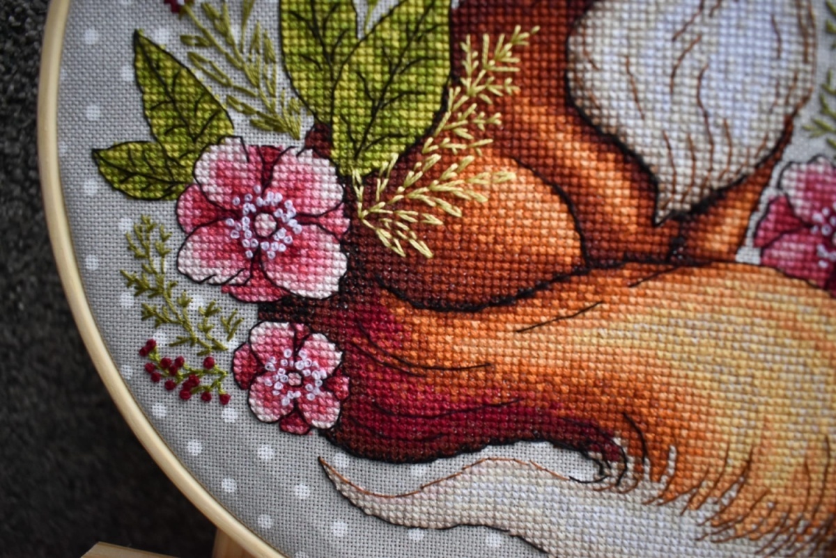 Fox with Flowers Cross Stitch Pattern фото 5