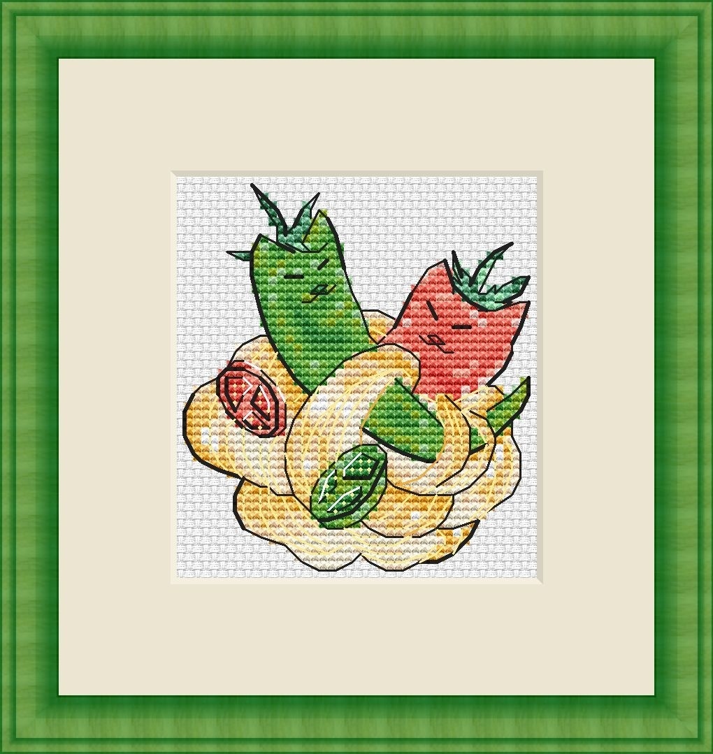 Cat-Pasta Cross Stitch Pattern фото 1