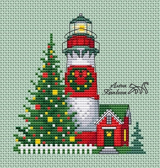 Christmas Lighthouse Cross Stitch Pattern фото 1