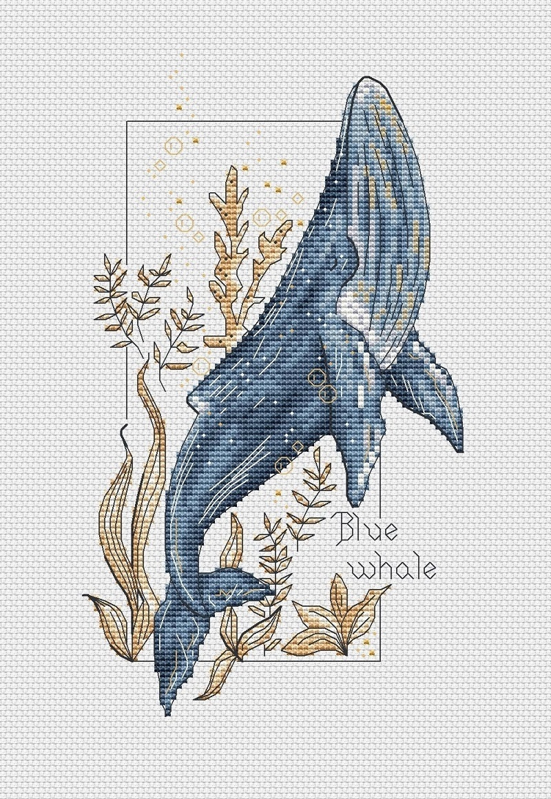 Blue Whale Cross Stitch Pattern фото 1