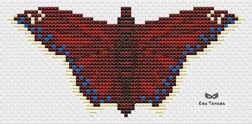 Butterfly Nymphalis Antiopa Cross Stitch Pattern фото 1