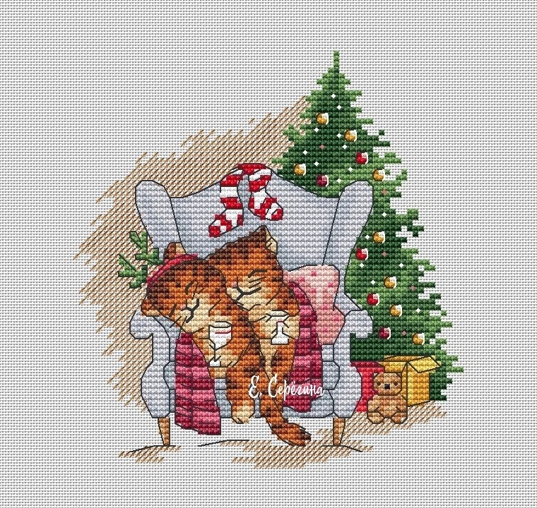 Sweet Christmas Couple Cross Stitch Pattern фото 1