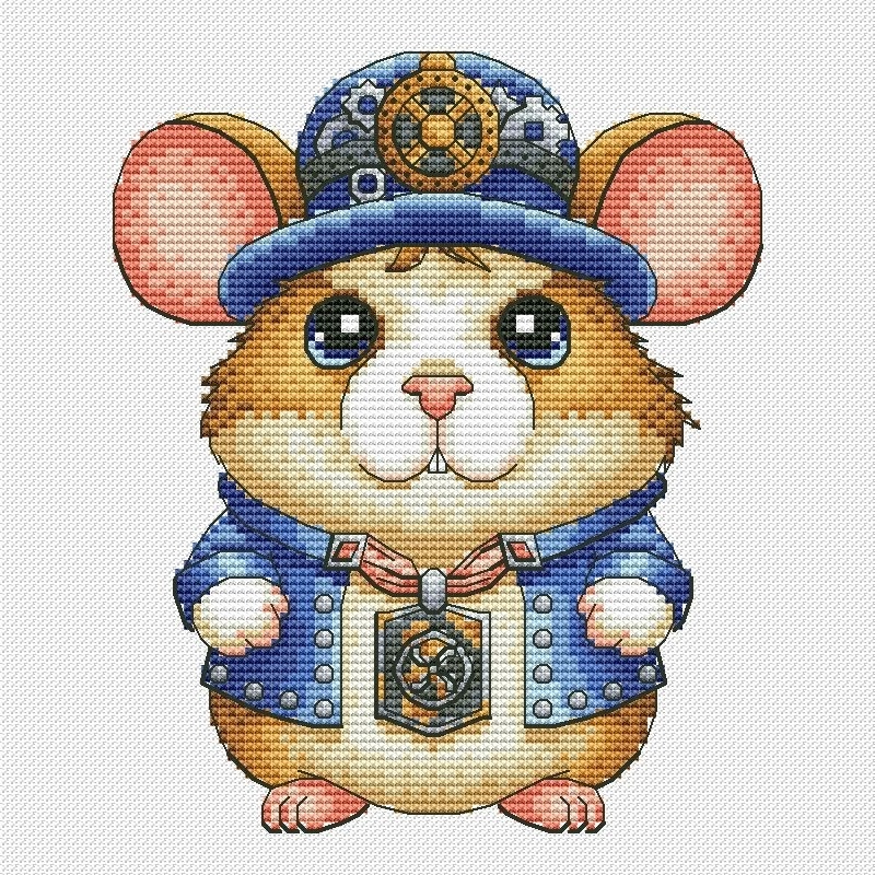 Hamster Steampunk Cross Stitch Pattern фото 1