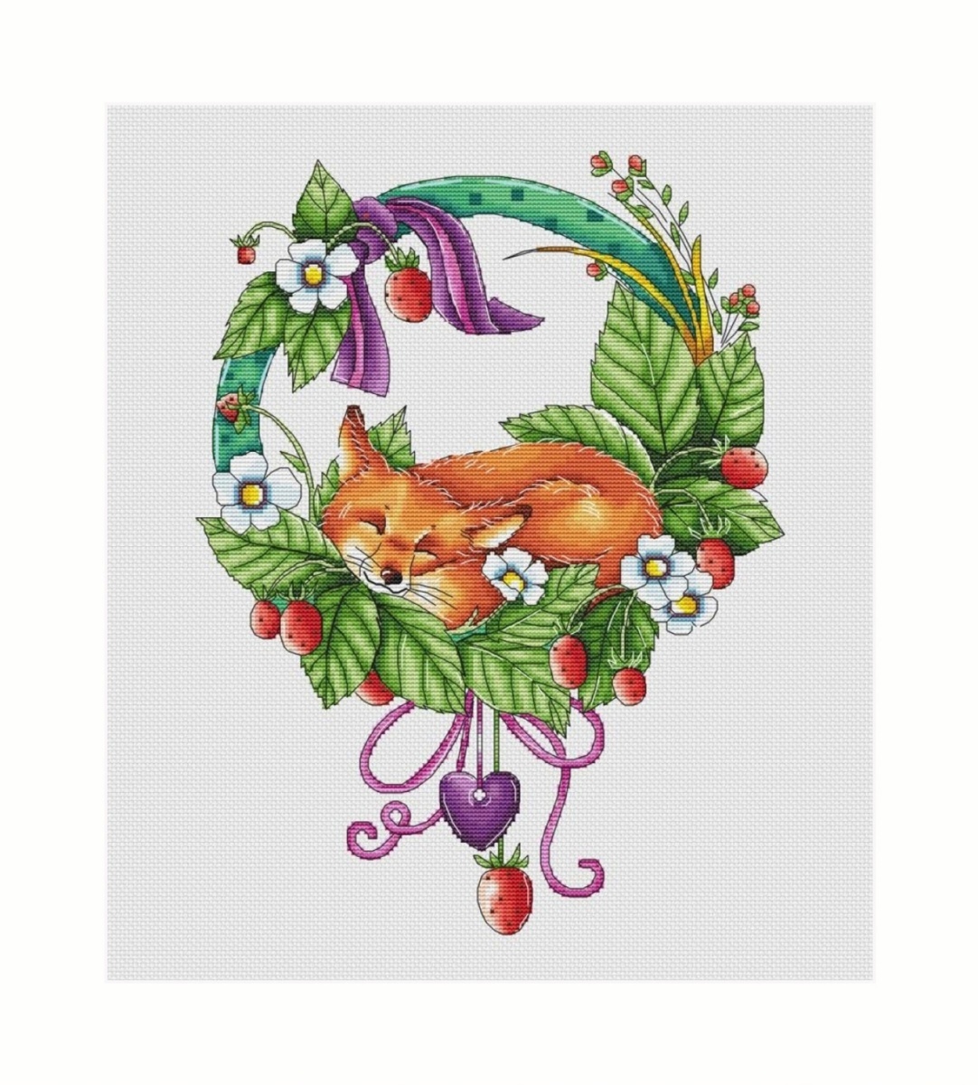 Sweet Dreaming Fox Cross Stitch Pattern фото 1