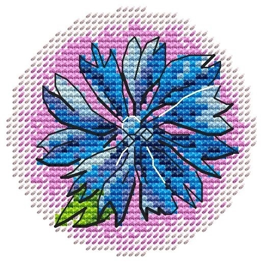 Summer Colors. Cornflower Cross Stitch Pattern фото 1