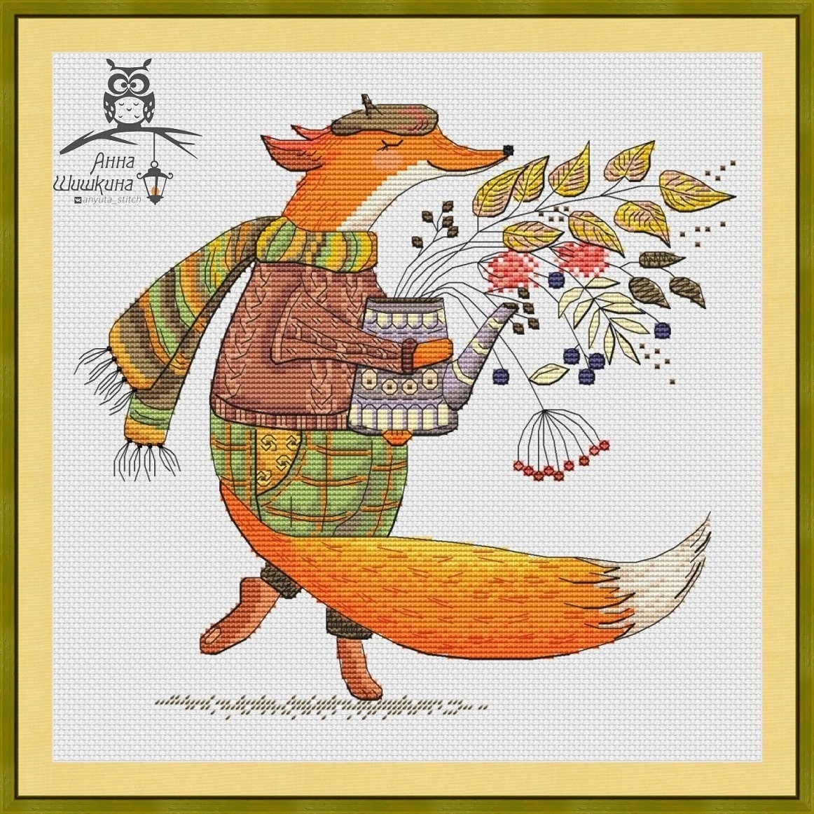 Autumn Fox Cross Stitch Pattern фото 1