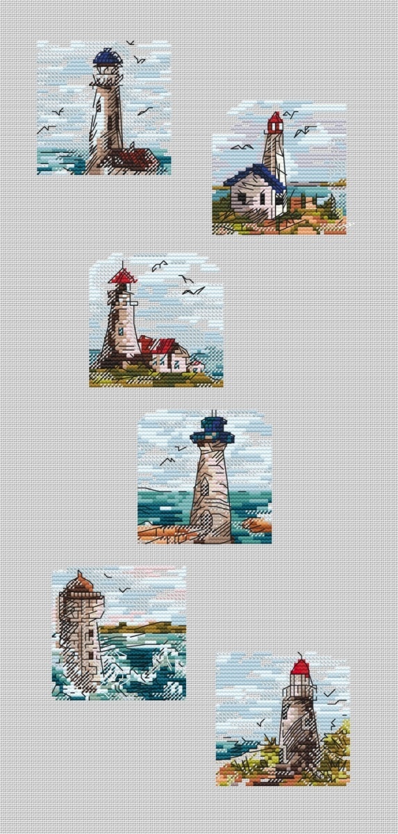 Lighthouse Miniatures Set Cross Stitch Pattern фото 1
