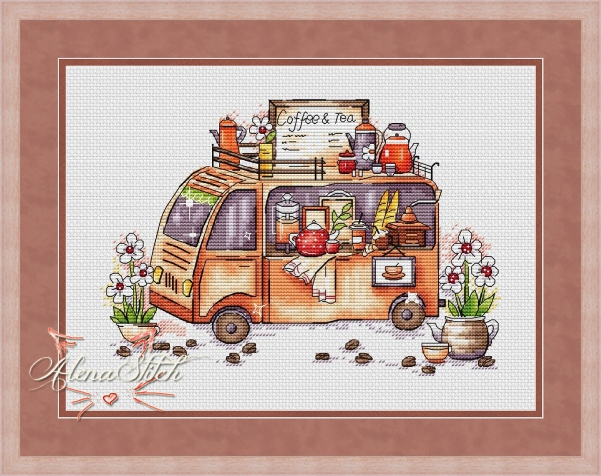 Coffee Van Cross Stitch Pattern фото 1