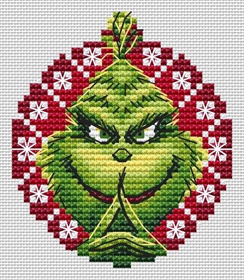 Christmas Bauble. Grinch Cross Stitch Pattern фото 1