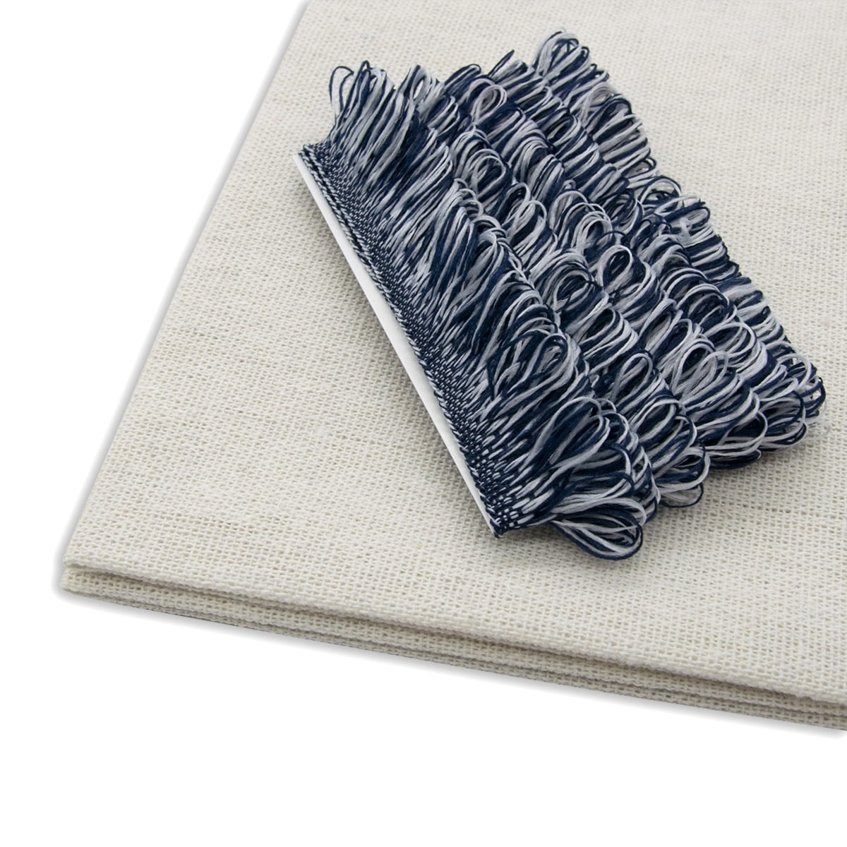 Patchwork Fabric with Indigo Braid Jacquard Fringe фото 1