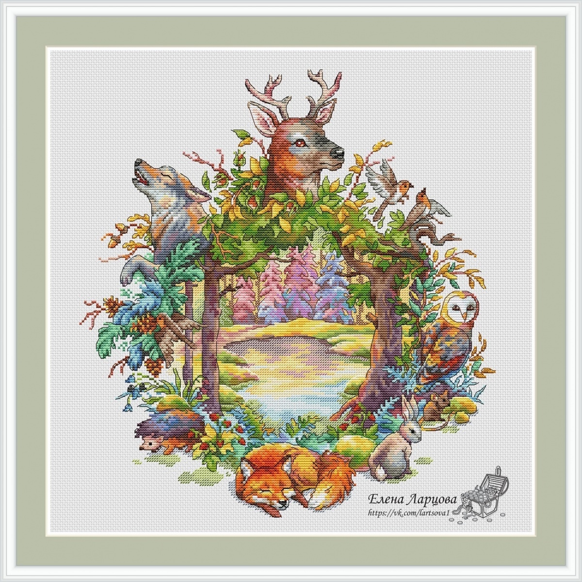 Forest Wreath Cross Stitch Pattern фото 1