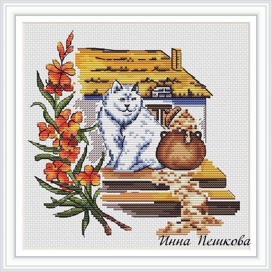 Happy Cat Cross Stitch Pattern фото 1