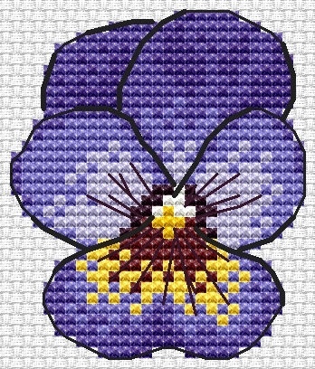 Pansies 3 Cross Stitch Pattern фото 1