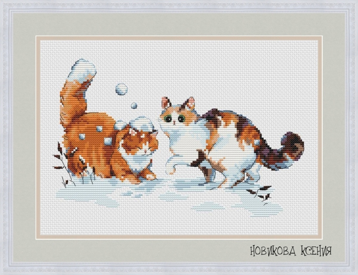 Winter Cats Cross Stitch Pattern фото 1