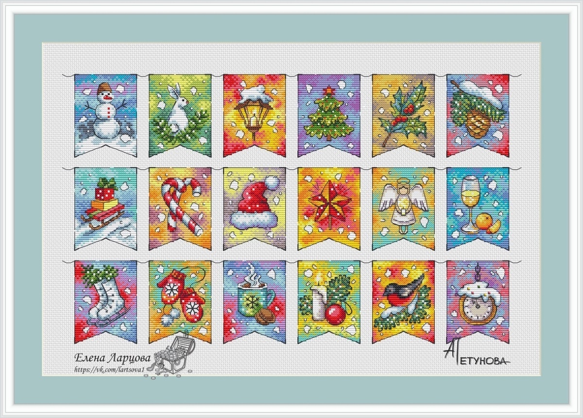 Christmas Flags Cross Stitch Pattern фото 1