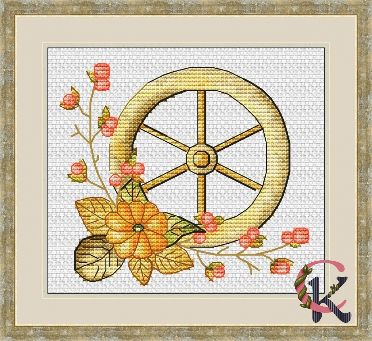 Autumn Sampler. Аutumn Wheel Cross Stitch Pattern фото 1
