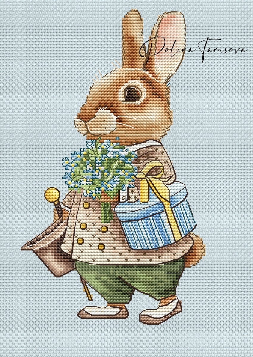Easter Bunny. Gentleman Cross Stitch Pattern фото 1