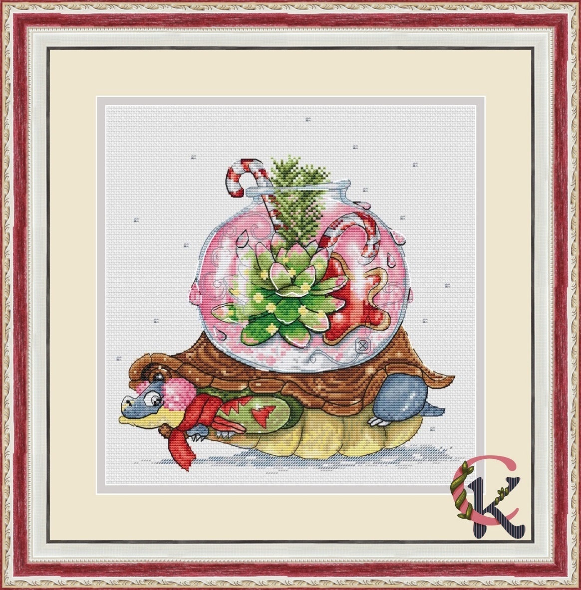 Turtle Winter Cross Stitch Pattern фото 1