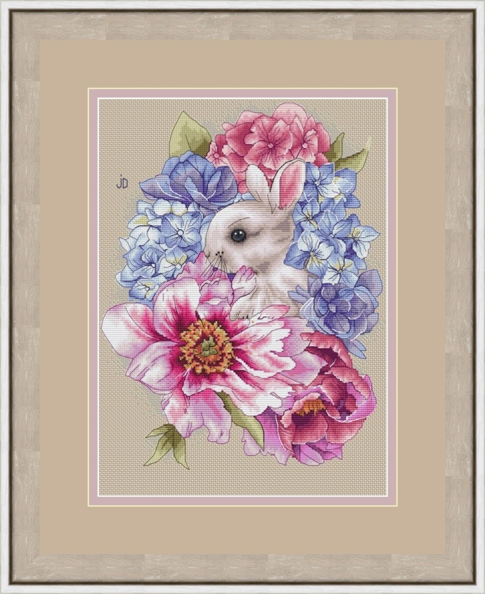 Bunny in Flowers Cross Stitch Chart фото 1