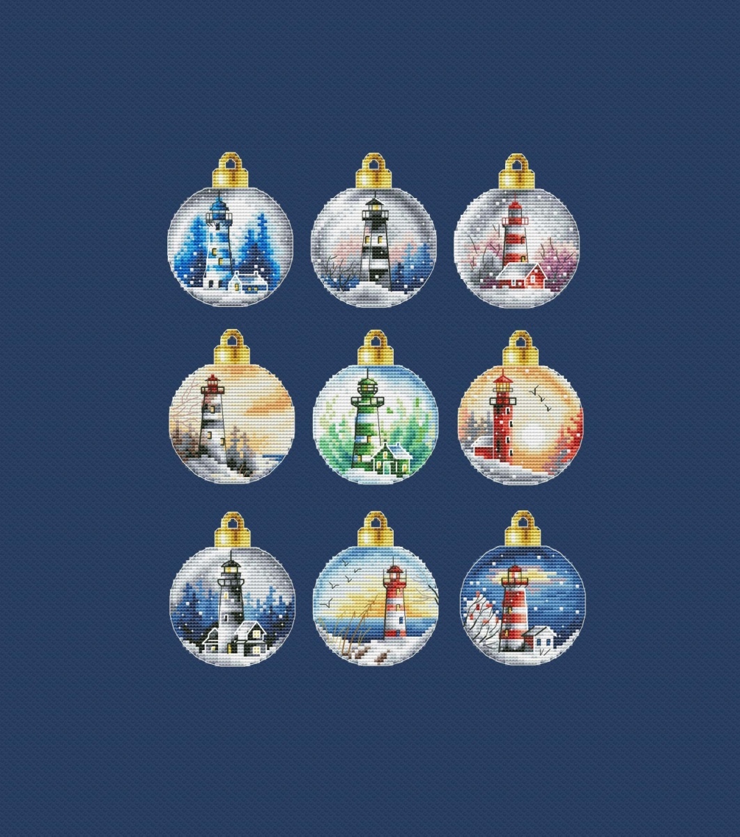 Christmas Baubles. Lighthouses 3 Cross Stitch Pattern фото 1