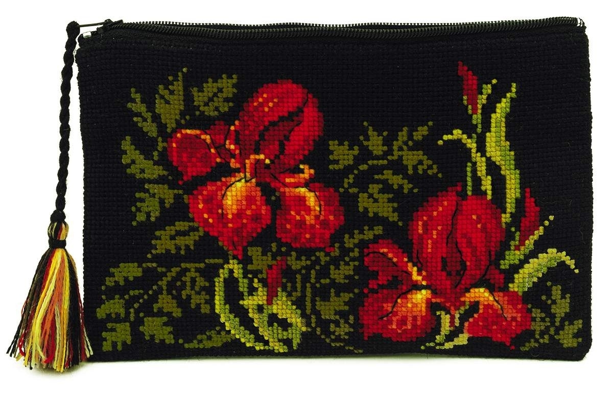 Cosmetic bag Irises Cross Stitch Kit, code 1679AC RIOLIS