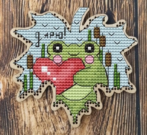 Frog and Heart Cross Stitch Pattern фото 1