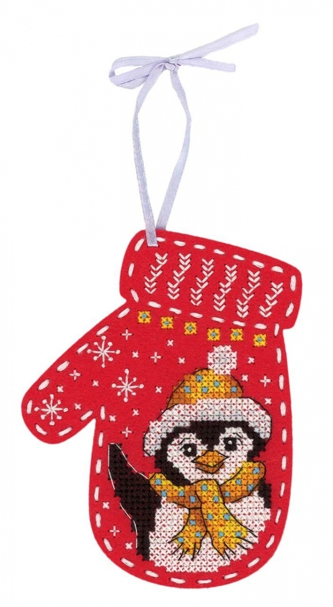 Christmas Mitten "Penguin" Cross Stitch Kit фото 1