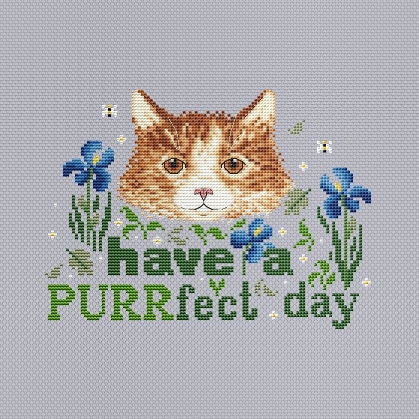 Have a Purrfect Day Cross Stitch Pattern фото 1