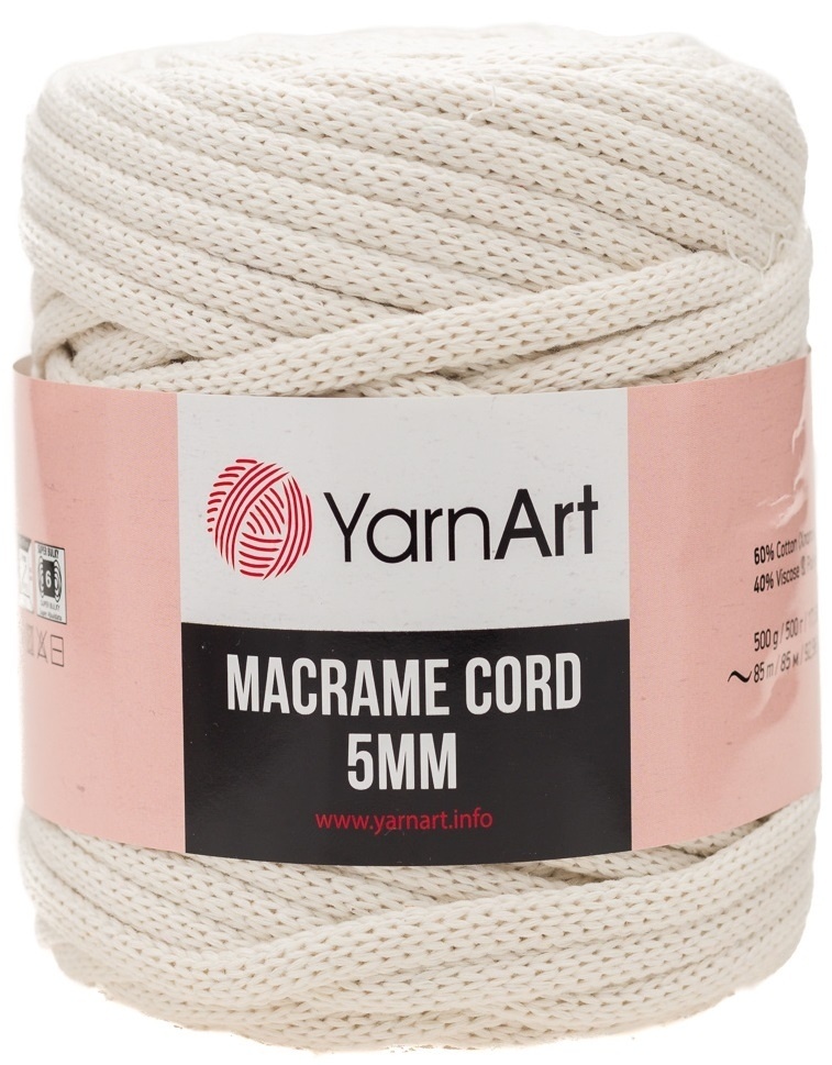 YarnArt Macrame Cord 5mm 60% cotton, 40% viscose and polyester, 2 Skein  Value Pack, 1000g, code YAMC5 YarnArt