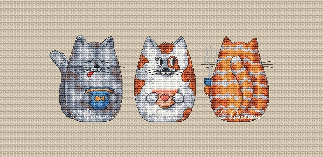 Three Cats Cross Stitch Pattern фото 2
