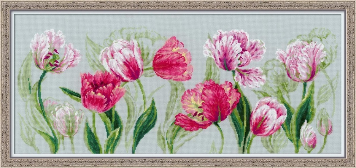 Multicolore Cotone RIOLIS 100/052 Spring Tulips Cross Stitch Kit 70 X 30 X 0 1 cm 