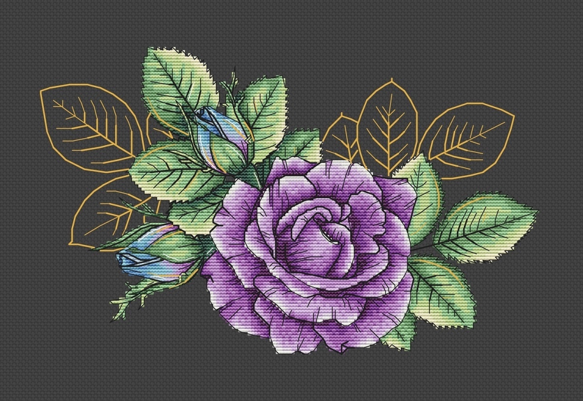 Purple Rose Cross Stitch Pattern фото 1