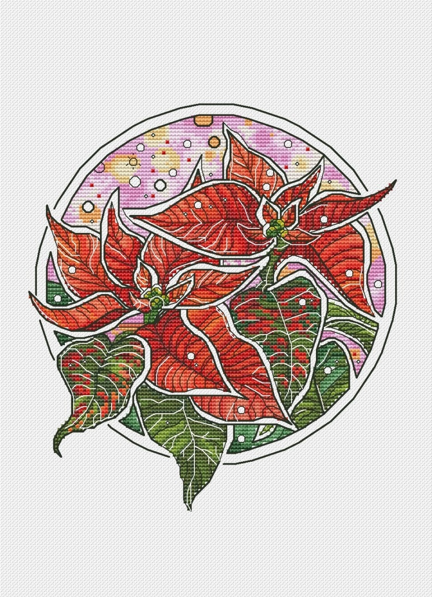 Poinsettia Cross Stitch Pattern фото 1