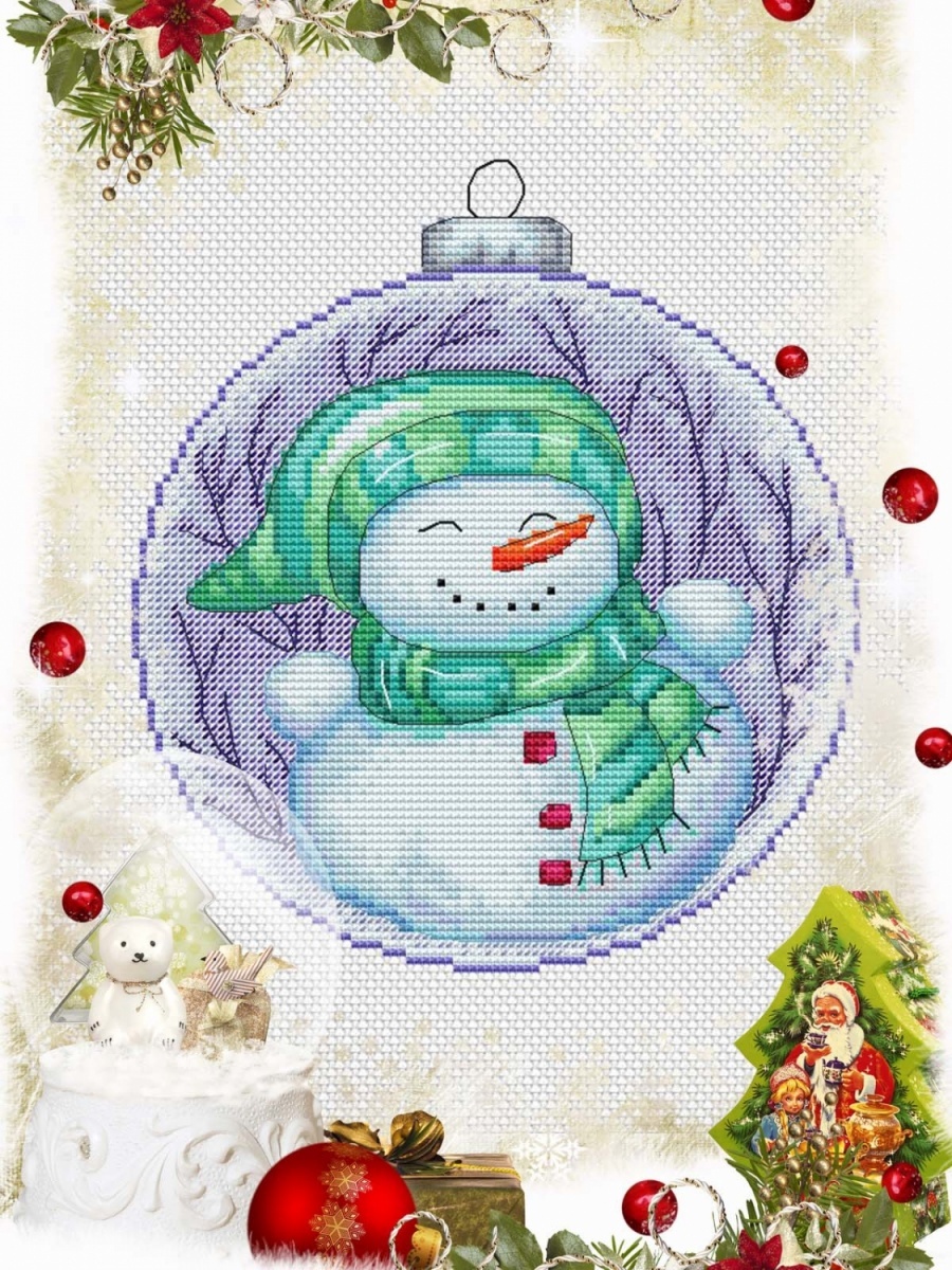 Snowman Ball Cross Stitch Pattern фото 1