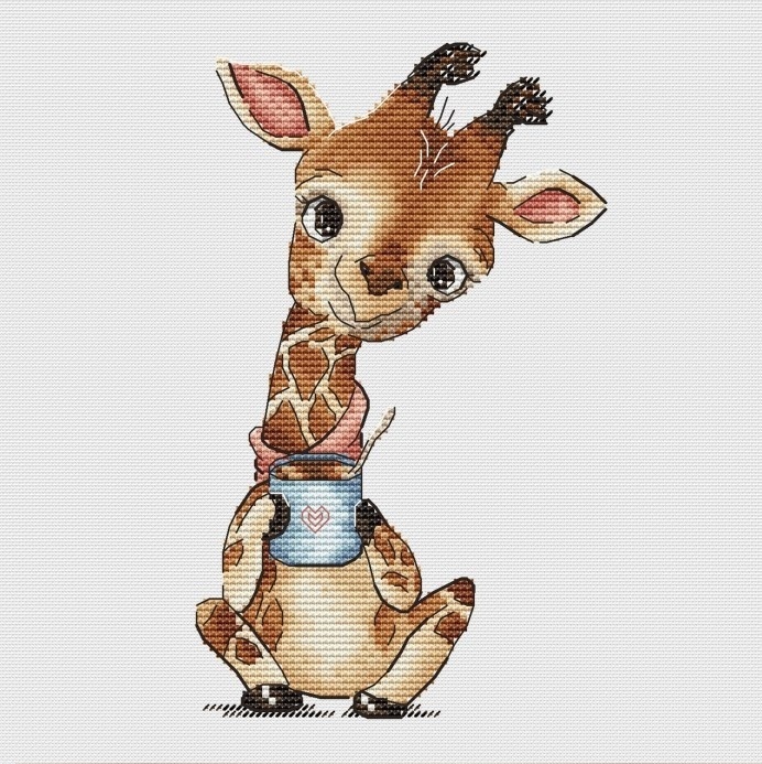 Coffee lovers. Giraffe Cross Stitch Pattern фото 1