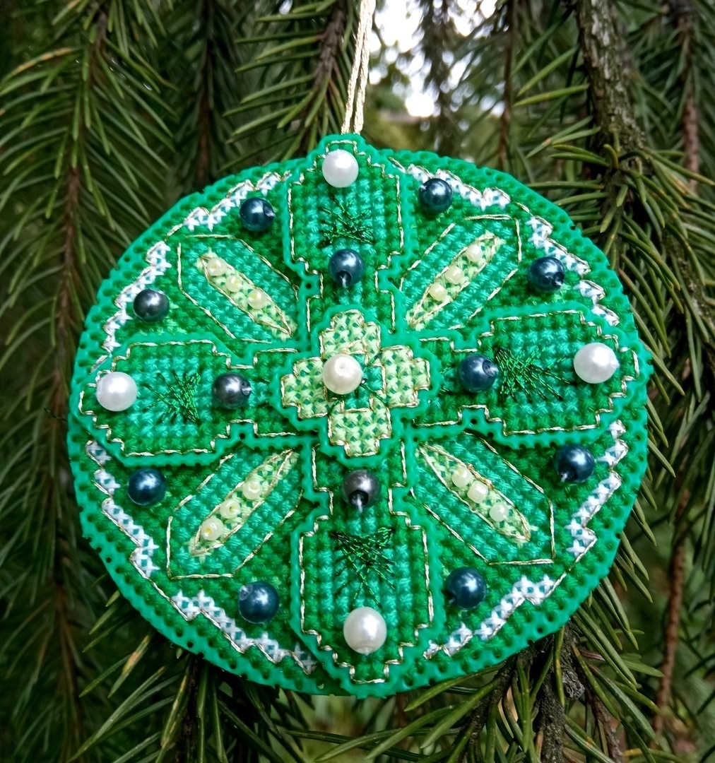 Christmas Bauble. Turquoise Cross Stitch Pattern фото 2