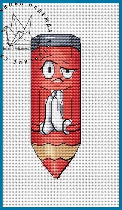 Red Pencil Cross Stitch Pattern фото 1